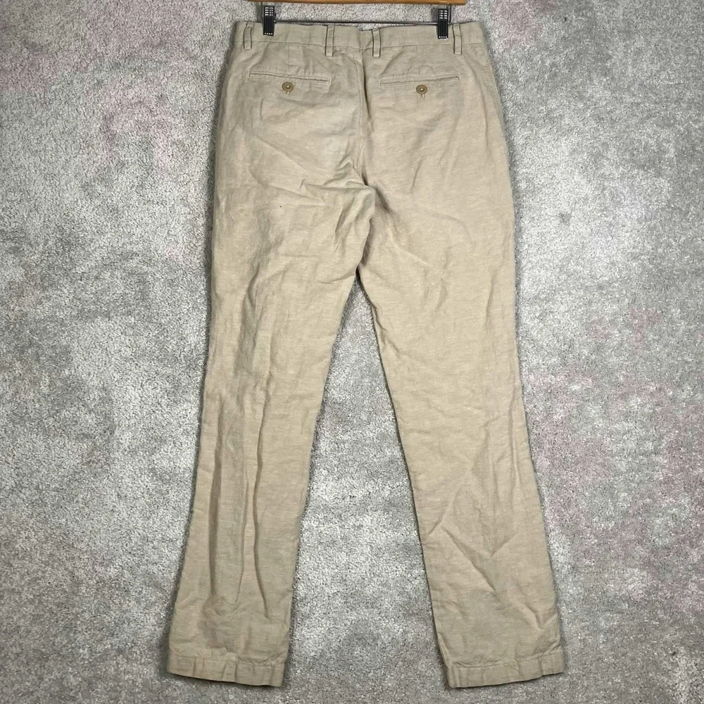 Banana Republic 31x32 Kentfield Straight Linen Blend Beige Mens Dress Pants